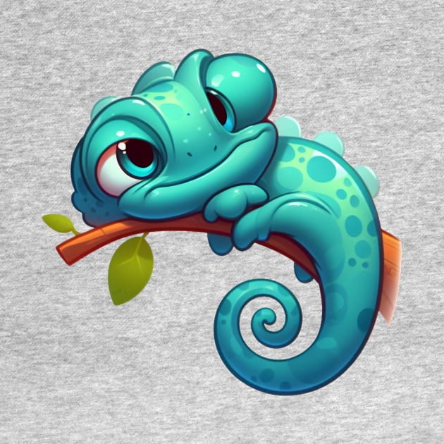 Cute Lazy Chameleon Illustration by Dmytro